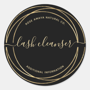 Modern Black And Gold Lash Cleanser Product Label