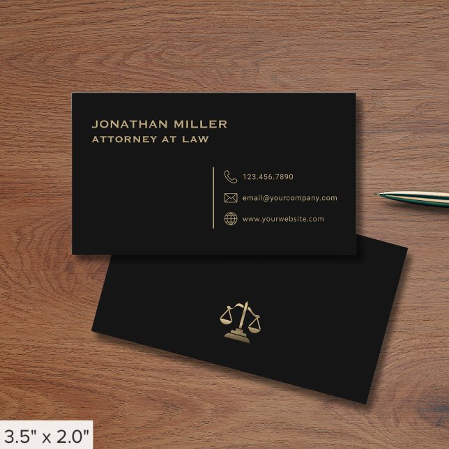 Modern Black and Gold Lawyer Business Card (Creator Uploaded)