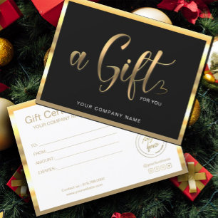 Modern Black And Gold   Logo Gift Certificate