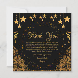 Modern Black and Gold Milestone Anniversary  Thank You Card