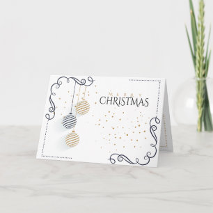 Modern Black and Gold Minimal Holiday Baubles Card
