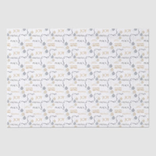 Modern Black and Gold Minimal Holiday Baubles Tissue Paper