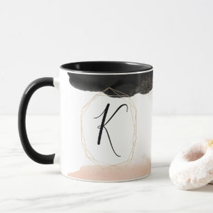 Modern Black and Gold Monogram  Mug