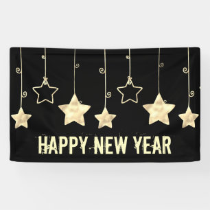 Modern Black And Gold New Years Eve Party Banner