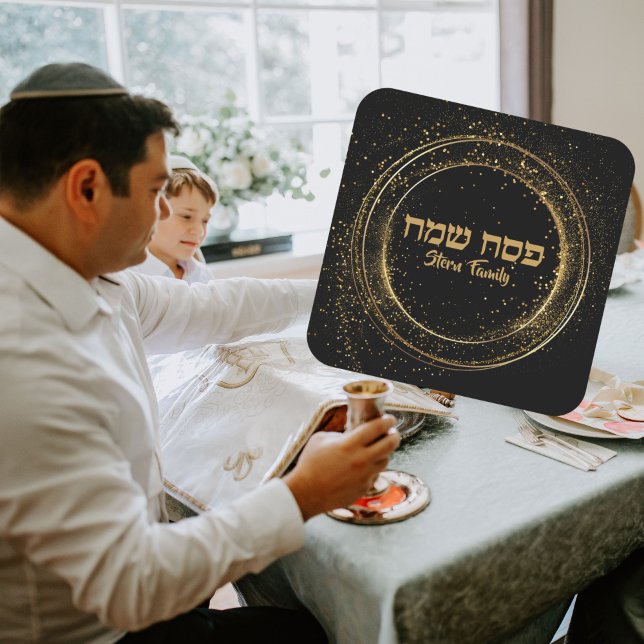 Modern Black and Gold Passover  Square Sticker (Creator Uploaded)