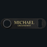 Modern Black and Gold Personalised Groomsman<br><div class="desc">Modern Black and Gold Personalised Groomsman Gifts featuring personalised groomsman's name and title in gold classic serif font style on black background. Also perfect for Best Man, Father of the Bride and more. Please Note: The foil details are simulated in the artwork. No actual foil will be used in the...</div>