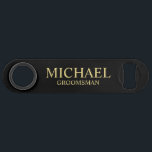 Modern Black and Gold Personalised Groomsman<br><div class="desc">Modern Black and Gold Personalised Groomsman Gifts featuring personalised groomsman's name and title in gold classic serif font style on black background. Also perfect for Best Man, Father of the Bride and more. Please Note: The foil details are simulated in the artwork. No actual foil will be used in the...</div>