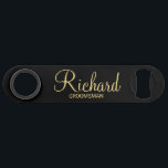 Modern Black and Gold Personalised Groomsman<br><div class="desc">Modern Black and Gold Personalised Groomsman Gifts featuring personalised groomsman's name in gold modern script font style with title and wedding date in modern sans serif font style on black background. Also perfect for best man, father of the bride, bridesmaid, maid of honour, mother of the bride and more. Please...</div>