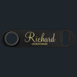 Modern Black and Gold Personalised Groomsman<br><div class="desc">Modern Black and Gold Personalised Groomsman Gifts featuring personalised groomsman's name in gold modern script font style with title and wedding date in modern sans serif font style on black background. Also perfect for best man, father of the bride, bridesmaid, maid of honour, mother of the bride and more. Please...</div>