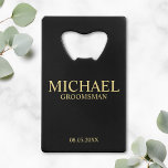 Modern Black and Gold Personalised Groomsman<br><div class="desc">Modern Black and Gold Personalised Groomsman Gifts featuring personalised groomsman's name, title and wedding date in gold classic serif font style on black background. Also perfect for Best Man, Father of the Bride and more. Please Note: The foil details are simulated in the artwork. No actual foil will be used...</div>