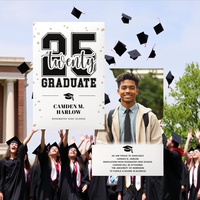 Modern Black and Gold Photo Graduation Announcement (Creator Uploaded)