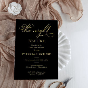 Modern Black and Gold Rehearsal Dinner Invitation