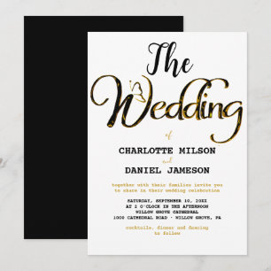 Modern black and gold  Simple Wedding Invitation