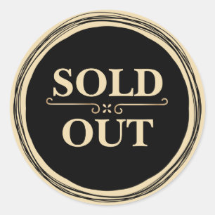 Modern Black and Gold Sold Out Classic Round Sticker
