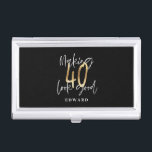 Modern black and gold typography 40th birthday business card holder<br><div class="desc">Modern black and gold typography 40th birthday  gift. Part of a elegant stylish collection.</div>