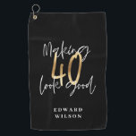 Modern black and gold typography 40th birthday golf towel<br><div class="desc">Modern black and gold typography 40th birthday  gift. Part of a elegant stylish collection.</div>