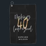 Modern black and gold typography 40th birthday golf towel<br><div class="desc">Modern black and gold typography 40th birthday  gift. Part of a elegant stylish collection.</div>