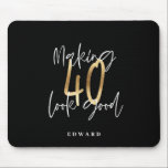 Modern black and gold typography 40th birthday mouse mat<br><div class="desc">Modern black and gold typography 40th birthday  gift. Part of a elegant stylish collection.</div>