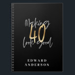 Modern black and gold typography 40th birthday notebook<br><div class="desc">Modern black and gold typography 40th birthday  gift. Part of a elegant stylish collection.</div>