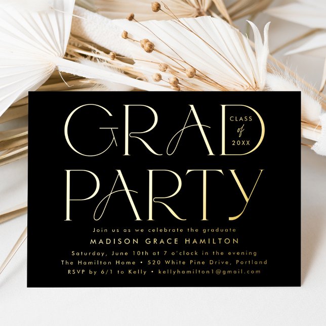 Modern Black and Gold Typography Graduation Party (Creator Uploaded)