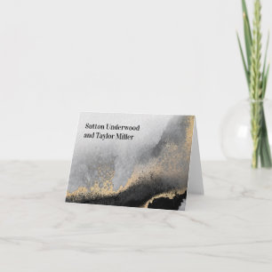 Modern Black and Gold Watercolor Note Card