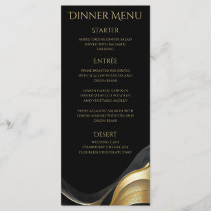 Modern Black and Gold Wedding Dinner & Bar Menu