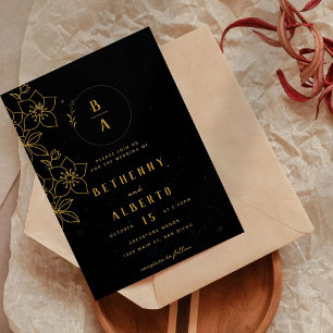 Modern Black and Gold Wedding Invitation
