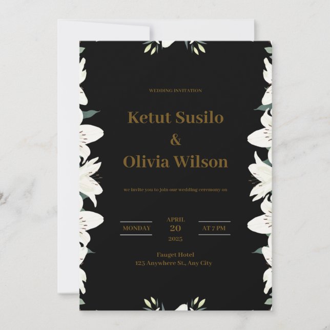 Modern Black and Gold Wedding Invitation (Front)