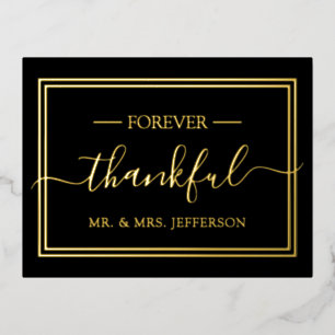 Modern Black and Gold Wedding Mr. & Mrs. Thank You Foil Invitation Postcard