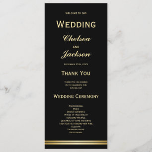 Modern Black and Gold Wedding Program Programme