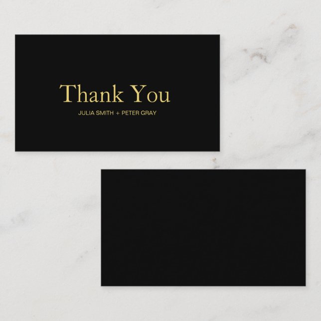 Modern Black and Gold Wedding Thank You Card (Front/Back)