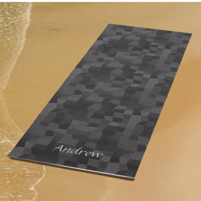 Modern Black and Gray Abstract Geometric Yoga Mat (Creator Uploaded)