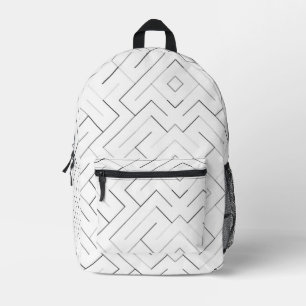 Modern Black and Grey Geometric Line Backpack