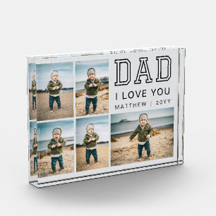 Modern Black and Grey Grid Collage I Love You Dad Photo Block