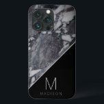 Modern Black and Grey Marble Stone Monogram Name iPhone 13 Pro Case<br><div class="desc">Modern Black and Grey Marble Stone Monogram Name and personalised custom Initial Letter. Makes a modern an stylish gift for family members,  Husband,  Wife,  Friends,  and more. Personalised phone wallet case! 

~ Check my shop to see the entire collection featuring this design!</div>