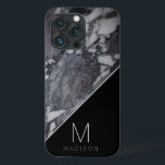Modern Black and Grey Marble Stone Monogram Name iPhone 13 Pro Case<br><div class="desc">Modern Black and Grey Marble Stone Monogram Name and personalised custom Initial Letter. Makes a modern an stylish gift for family members,  Husband,  Wife,  Friends,  and more. Personalised phone wallet case! 

~ Check my shop to see the entire collection featuring this design!</div>