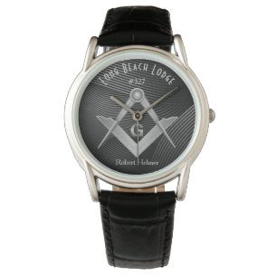 Modern Black and Grey Masonic Monogrammed Watch