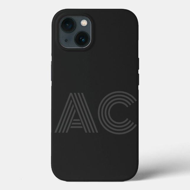 Modern Black and Grey Monogram Case-Mate iPhone Case (Back)