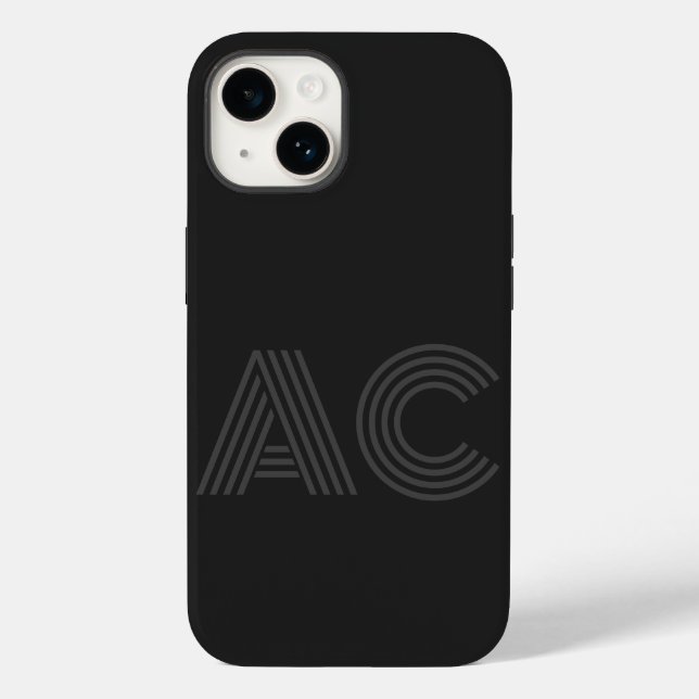 Modern Black and Grey Monogram Case-Mate iPhone Case (Back)