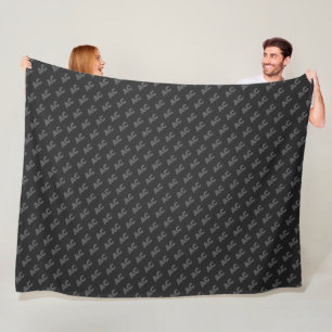 Modern Black and Grey Monogram Fleece Blanket