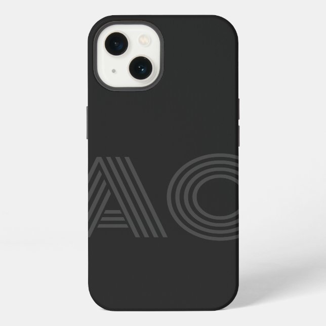 Modern Black and Grey Monogram iPhone Case (Back)