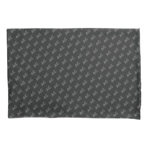 Modern Black and Grey Monogram Pillowcase