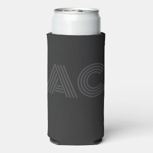 Modern Black and Grey Monogram Seltzer Can Cooler