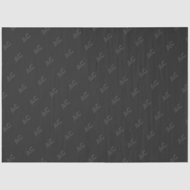 Modern Black and Grey Monogram Tissue Paper (Front)