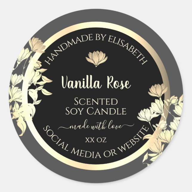 Modern Black and Grey Packaging Labels Gold Frame (Front)