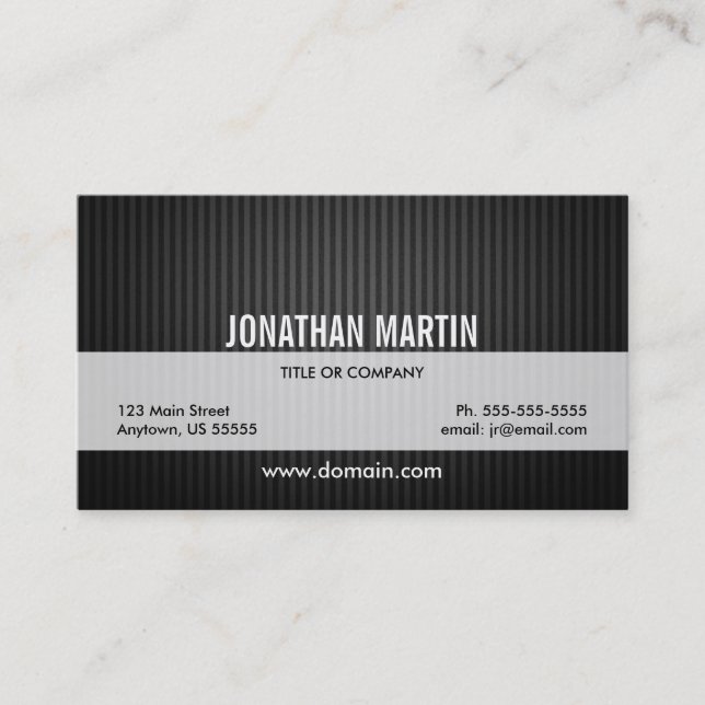 Modern Black and Grey Stripes Business Card (Front)