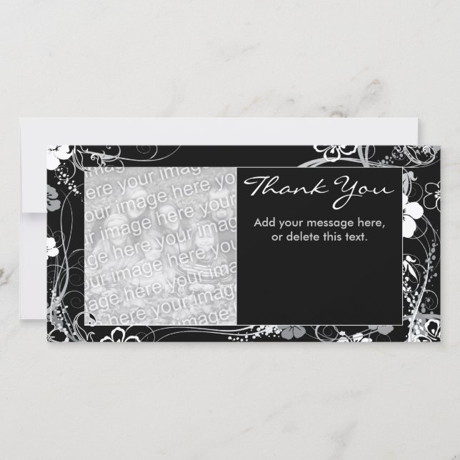 Modern Black and Grey Thank You Photocard (Front)