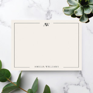 Modern Black and Ivory Minimalist Elegant Monogram Card