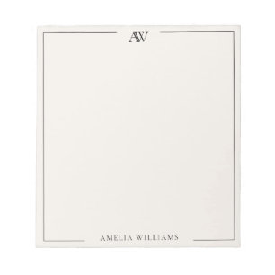 Modern Black and Ivory Minimalist Elegant Monogram Notepad