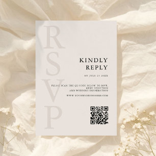 Modern Black and Ivory Minimalist Wedding RSVP Card